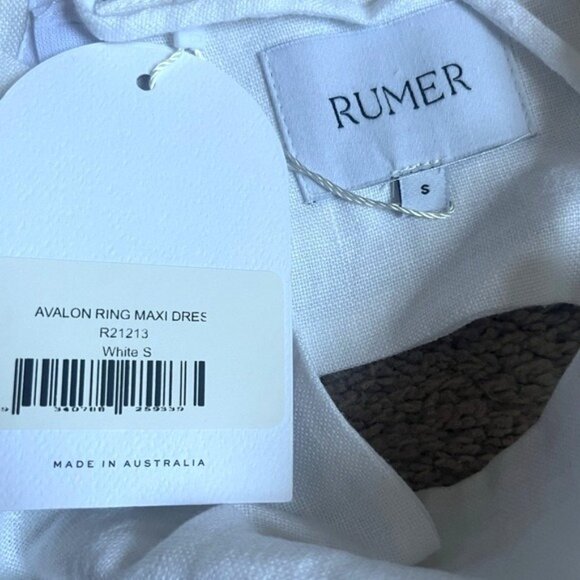 Revolve Rumer Small Linen Avalon Tortoise Ring Cutout Maxi White Dress MSRP 329 - Picture 7 of 10